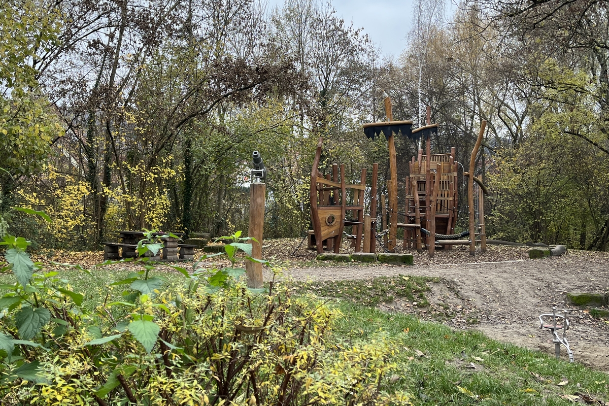 Spielplatz mit vielen Bäumen