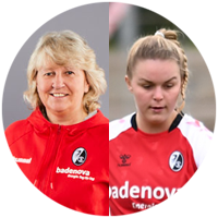 Birgit Bauer (Sport-Club Freiburg e.V., Abteilungsleiterin Frauen und Mädchen-fussball) und Greta Stegemann (Sport-Club Freiburg e.V., Spielerin)