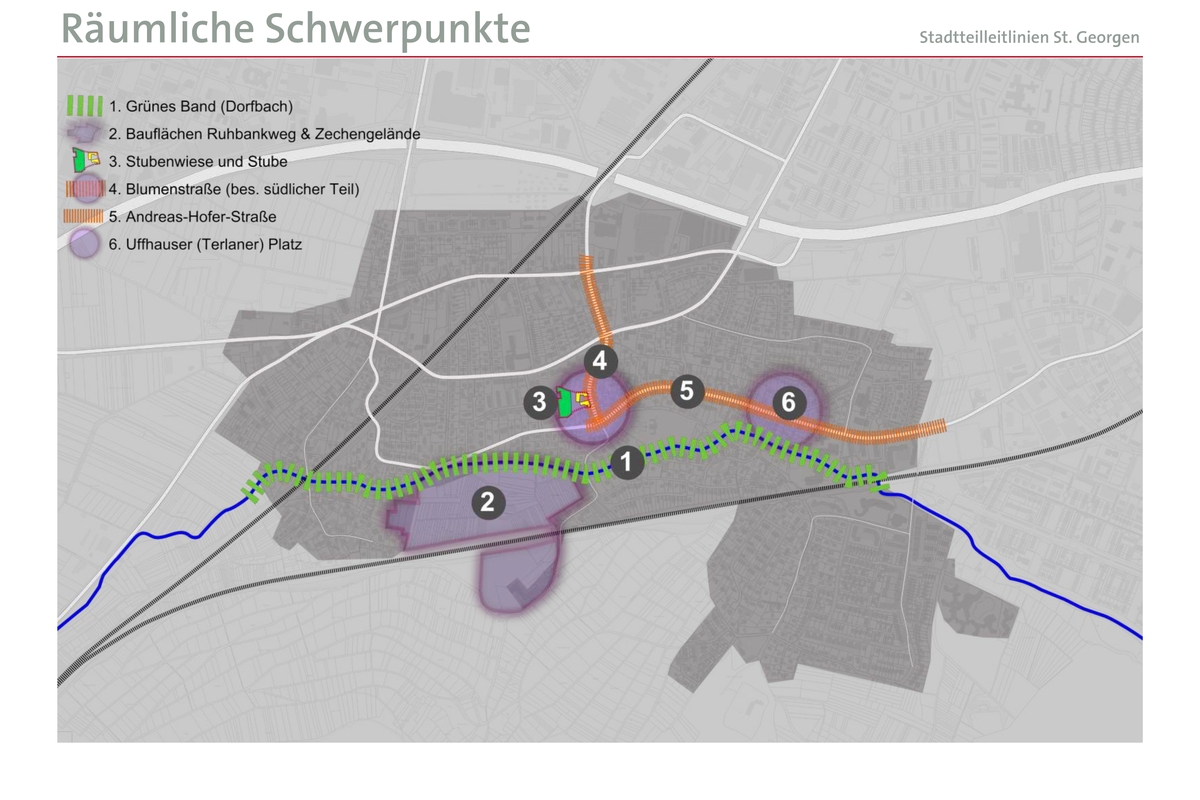 Schematische Zeichnung einer Karte von St. Georgen